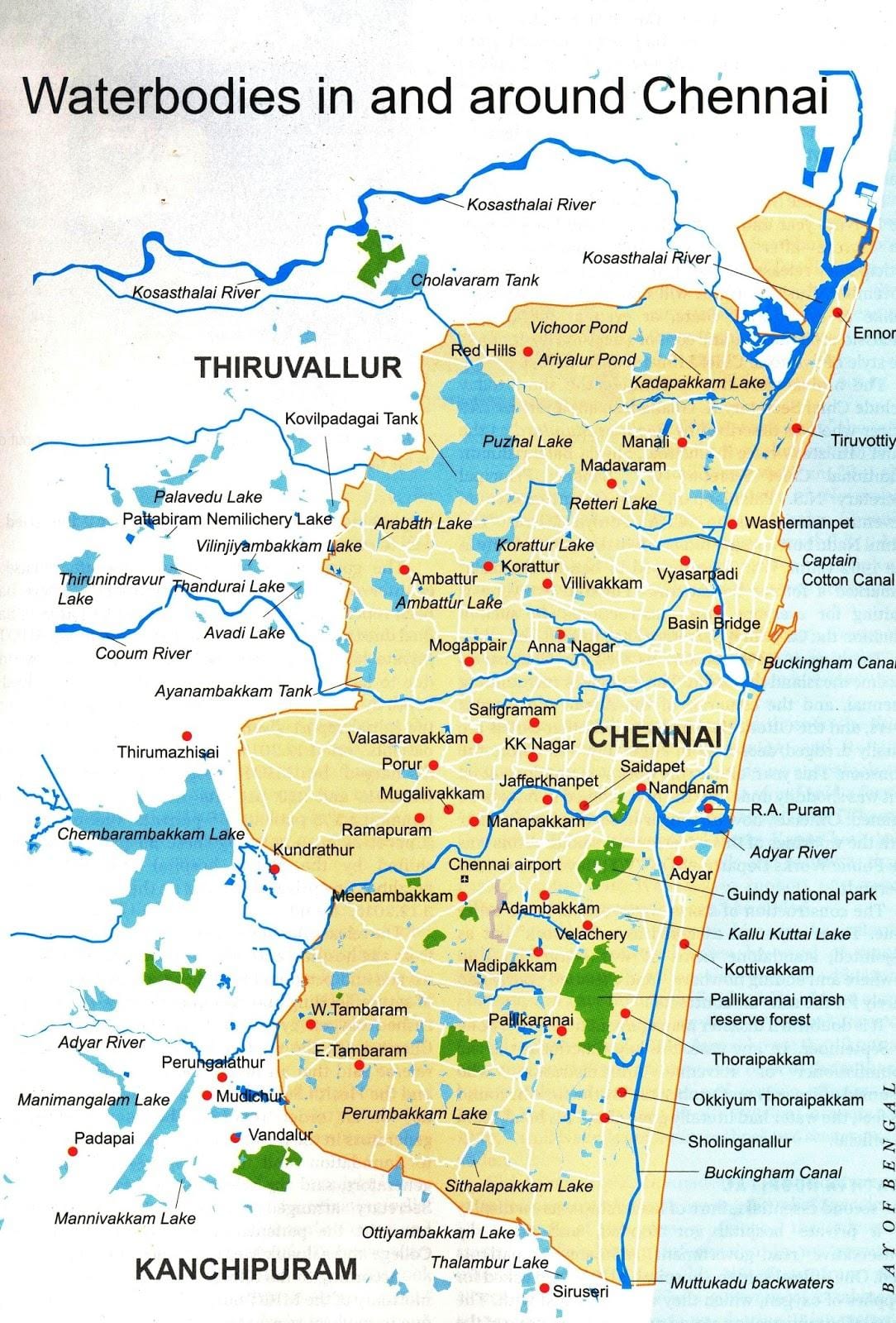 river kort af Chennai