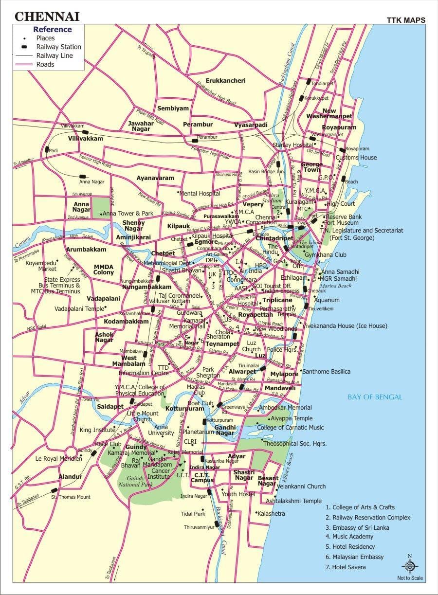 Chennai á kort