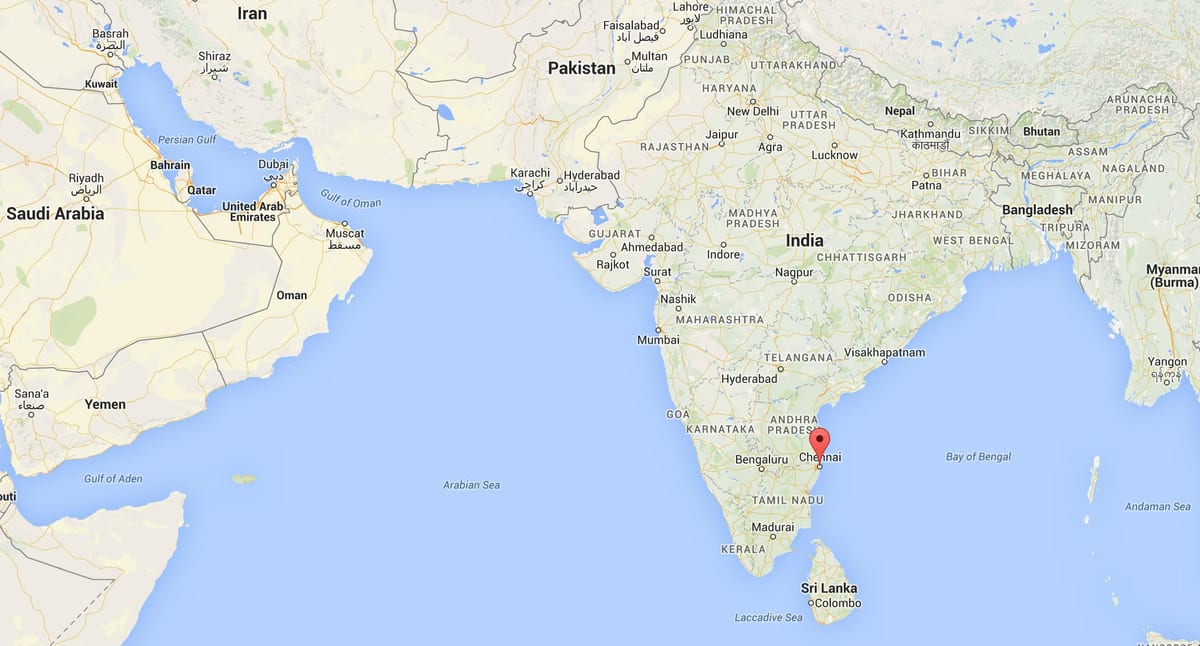 Madras í indlandi kort