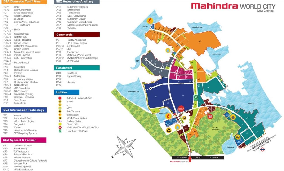 kort af Mahindra borg Chennai