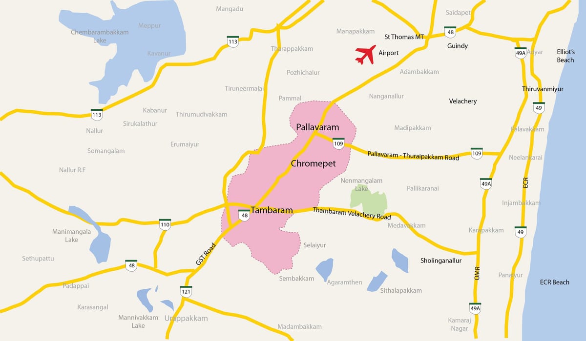 kort af Tambaram Chennai